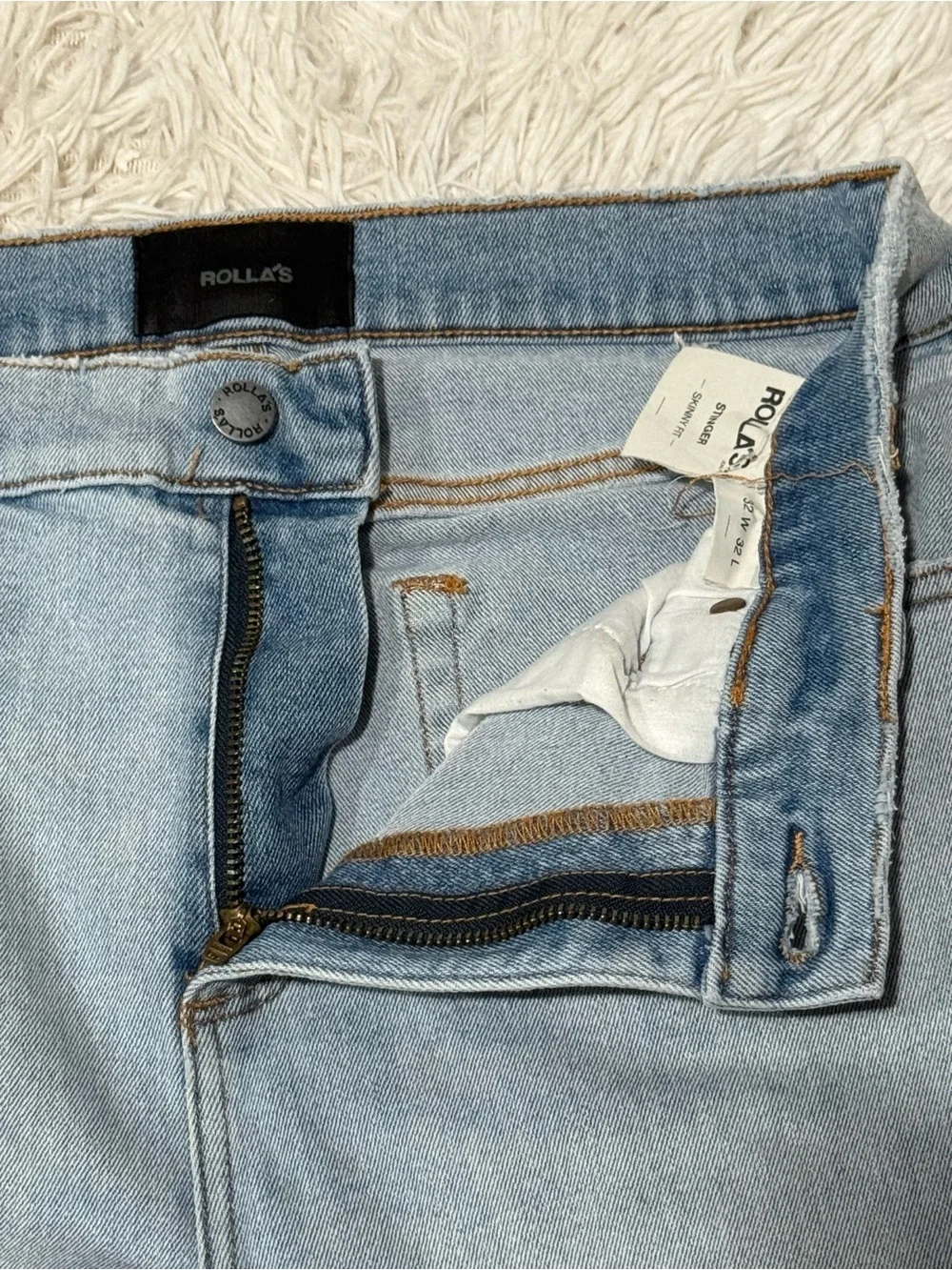 ROLLA'S Men’s Stinger Skinny Fit Jeans Light Blue 32W x 32L